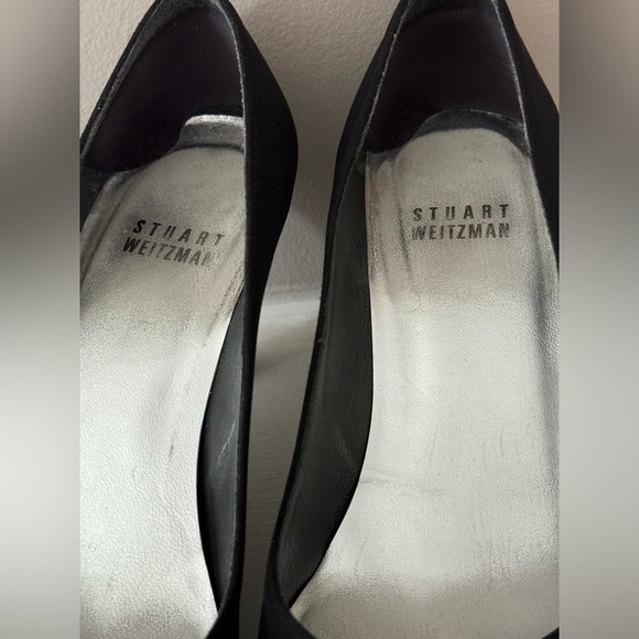 Stuart Weitzman Black Pumps nylon 5 1/2 M office street point toe heel wedding - Picture 6 of 10